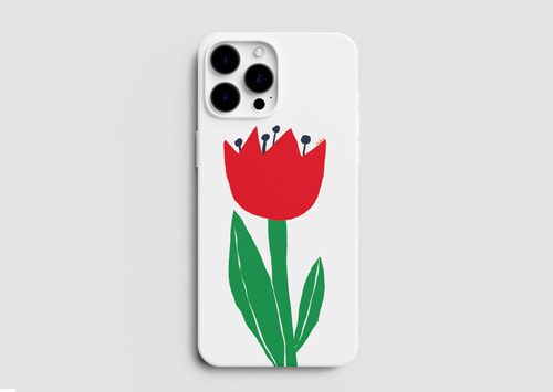 Red tulip iPhone 15 Galaxy z-flip S23 Ultra card transparent hard phone case